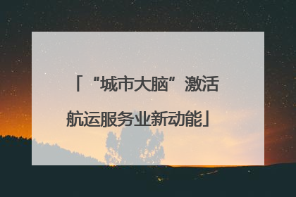 “城市大脑”激活航运服务业新动能