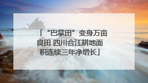 “巴掌田”变身万亩良田 四川合江耕地面积连续三年净增长