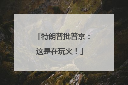 特朗普批普京：这是在玩火！