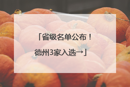 省级名单公布！德州3家入选→