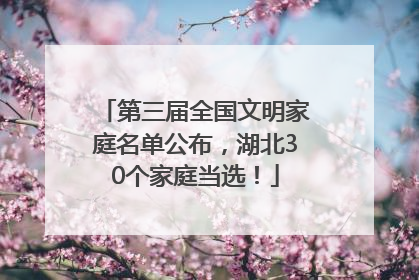 第三届全国文明家庭名单公布，湖北30个家庭当选！