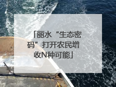 丽水“生态密码”打开农民增收N种可能