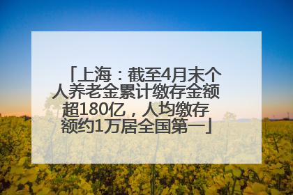 上海：截至4月末个人养老金累计缴存金额超180亿，人均缴存额约1万居全国第一