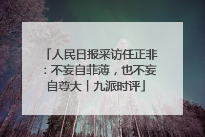 人民日报采访任正非：不妄自菲薄，也不妄自尊大丨九派时评