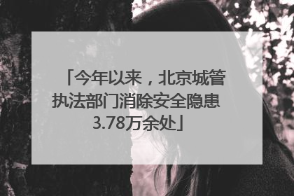 今年以来，北京城管执法部门消除安全隐患3.78万余处