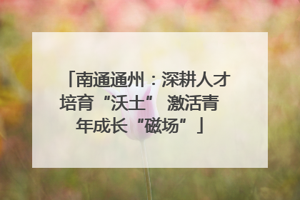 南通通州：深耕人才培育“沃土” 激活青年成长“磁场”