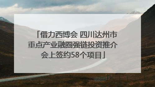 借力西博会 四川达州市重点产业融圈强链投资推介会上签约58个项目