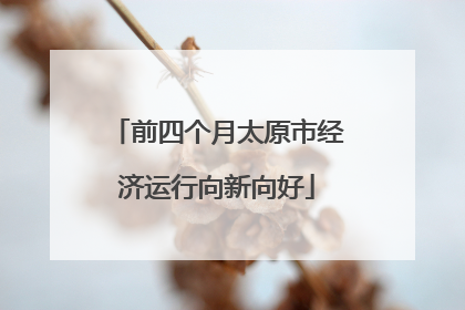 前四个月太原市经济运行向新向好