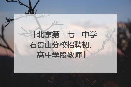 北京第一七一中学石景山分校招聘初、高中学段教师