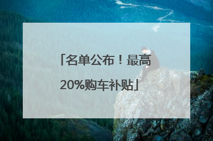名单公布！最高20%购车补贴