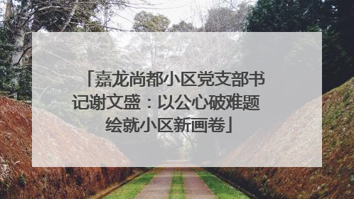 嘉龙尚都小区党支部书记谢文盛：以公心破难题 绘就小区新画卷