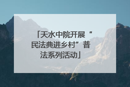 天水中院开展“民法典进乡村”普法系列活动