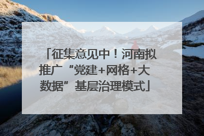 征集意见中！河南拟推广“党建+网格+大数据”基层治理模式