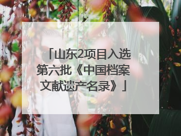山东2项目入选第六批《中国档案文献遗产名录》