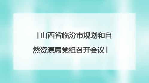 山西省临汾市规划和自然资源局党组召开会议