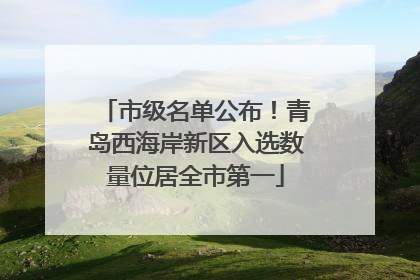 市级名单公布！青岛西海岸新区入选数量位居全市第一