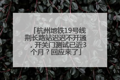 杭州地铁19号线荆长路站迟迟不开通，开关门测试已近3个月？回应来了