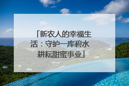 新农人的幸福生活：守护一库碧水 耕耘甜蜜事业