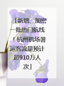 新增、加密一批热门航线！杭州机场暑运客流量预计超910万人次