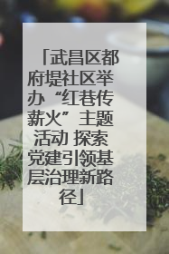 武昌区都府堤社区举办“红巷传薪火”主题活动 探索党建引领基层治理新路径