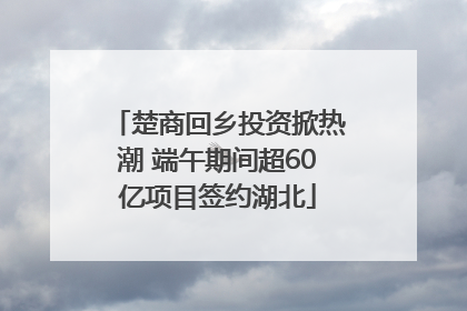 楚商回乡投资掀热潮 端午期间超60亿项目签约湖北