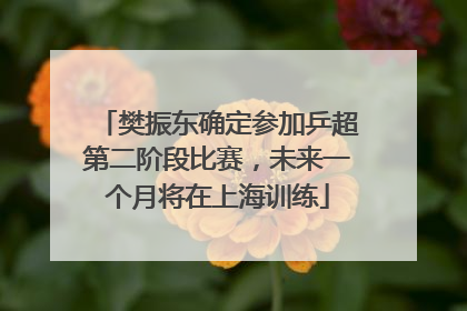 樊振东确定参加乒超第二阶段比赛，未来一个月将在上海训练