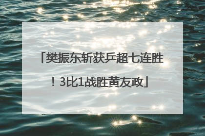 樊振东斩获乒超七连胜！3比1战胜黄友政