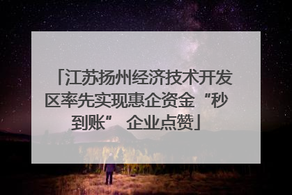 江苏扬州经济技术开发区率先实现惠企资金“秒到账” 企业点赞