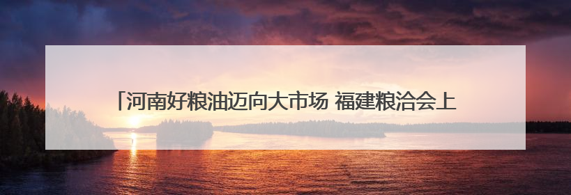 河南好粮油迈向大市场 福建粮洽会上签约38.5万吨揽金11.5亿元