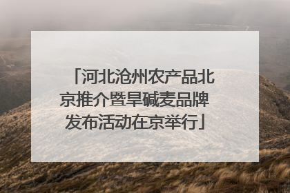 河北沧州农产品北京推介暨旱碱麦品牌发布活动在京举行
