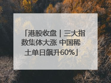 港股收盘｜三大指数集体大涨 中国稀土单日飙升60%