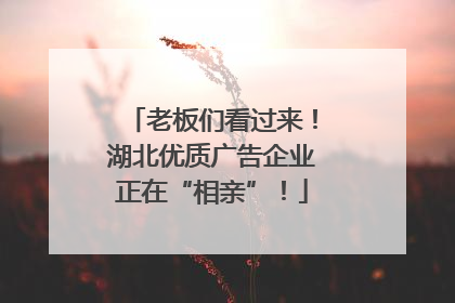 老板们看过来！湖北优质广告企业正在“相亲”！