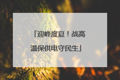 迎峰度夏！战高温保供电守民生