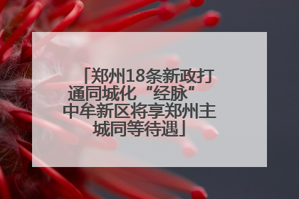 郑州18条新政打通同城化“经脉” 中牟新区将享郑州主城同等待遇
