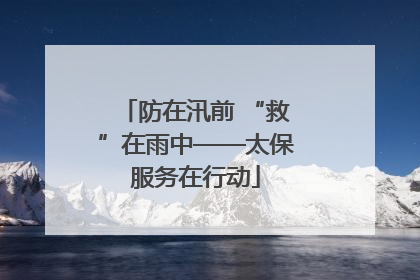 防在汛前 “救”在雨中——太保服务在行动