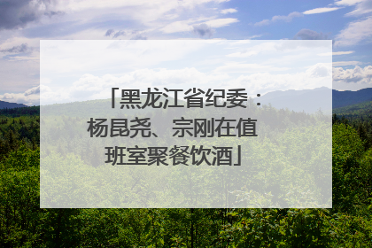 黑龙江省纪委：杨昆尧、宗刚在值班室聚餐饮酒