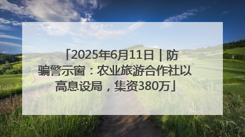 2025年6月11日｜防骗警示窗：农业旅游合作社以高息设局，集资380万